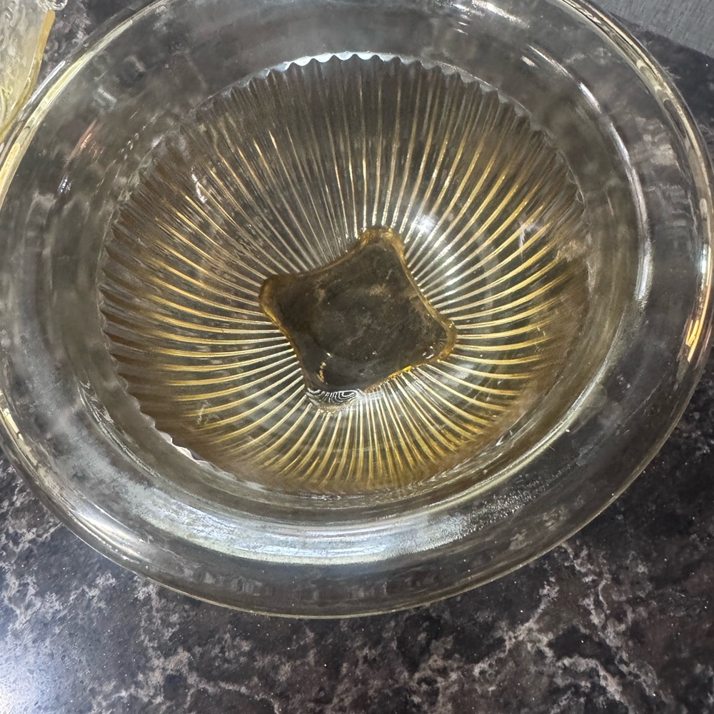 VINTAGE FEDERAL GLASS YELLOW DEPRESSION GLASS RIBBED MIXING BOWL W/ SQUARE BASE